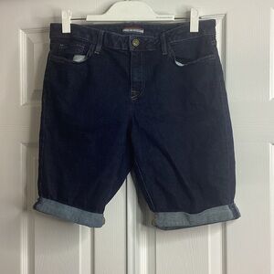 Tommy Hilfiger Dark Wash Blue Jean Shorts 10 Rolled Hem